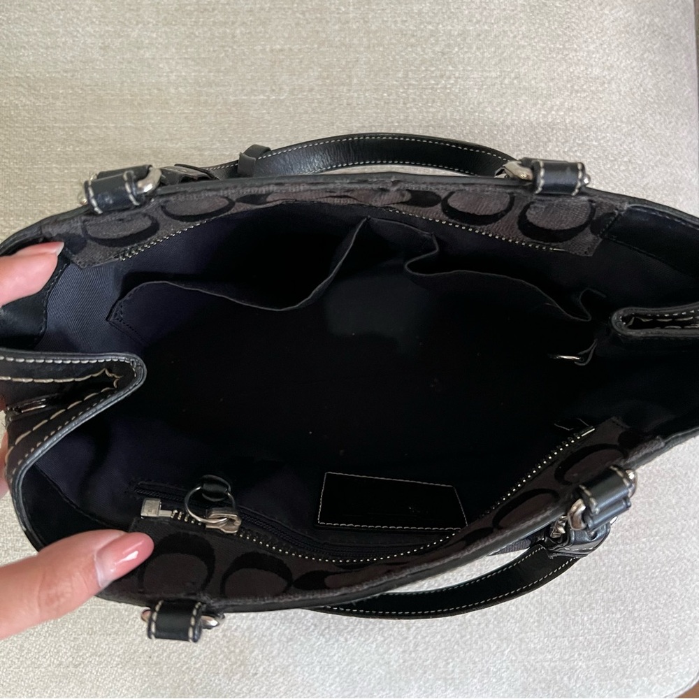Coach Black Signature Canvas Satchel Tassle Leather Accents J04M-6038 - Picture 6 of 13